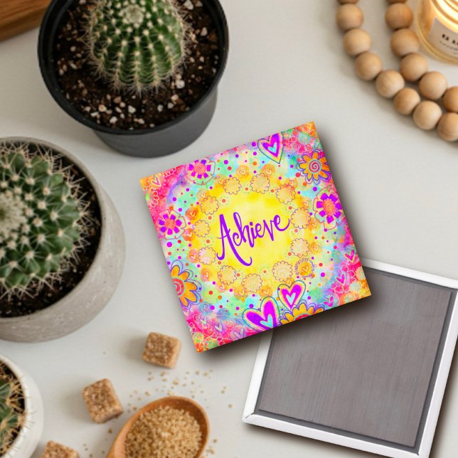 Uppnå Blommigt för Söt Roligt Modern inspiration Magnet (Skapare uppladdad)