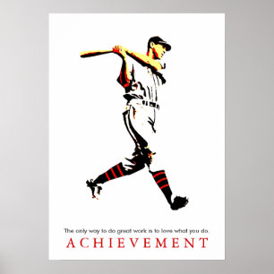 Uppnå Motiv Retro Baseball Player Poster
