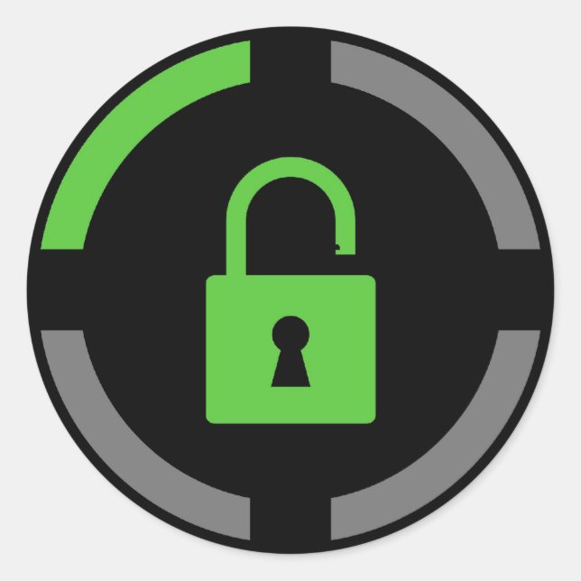 Uppnådd olåst runt klistermärke (Framsida)