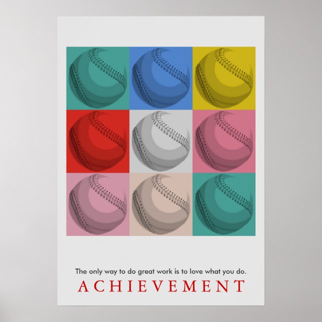 Uppnående Motiv Retro Baseball Pop Art Poster (Framsidan)