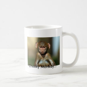 Uppnosig apa - gullig babyBaboonmugg/kopp Kaffemugg
