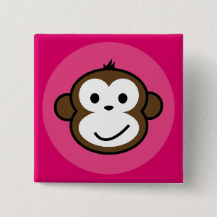 Uppnosig apa [rosa+shock rosa] knapp