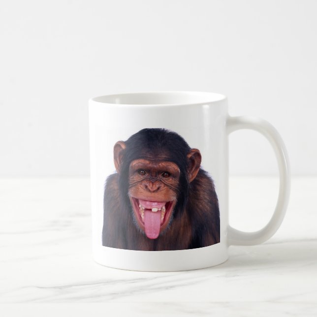 uppnosigt djur för vild för apaschimpansschimpans kaffemugg (Höger)