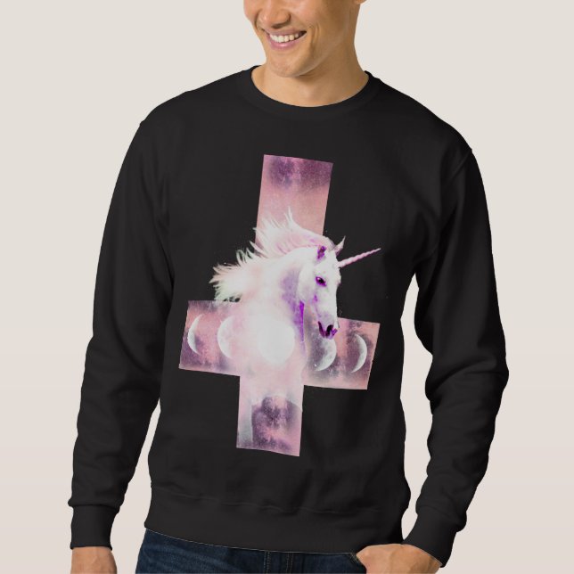 Uppochnervänd arg Unicorntröja Sweatshirt (Framsida)