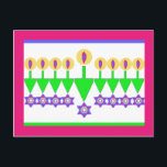 Uppochnervänd Hanukkah julkort Helg Vykort<br><div class="desc">En långt,  detta är en Hanukkah menora. Annat långt,  är det en skog av julChrismukkah träd.</div>