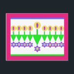 Uppochnervänd Hanukkah julkort Helg Vykort<br><div class="desc">En långt,  detta är en Hanukkah menora. Annat långt,  är det en skog av julChrismukkah träd.</div>