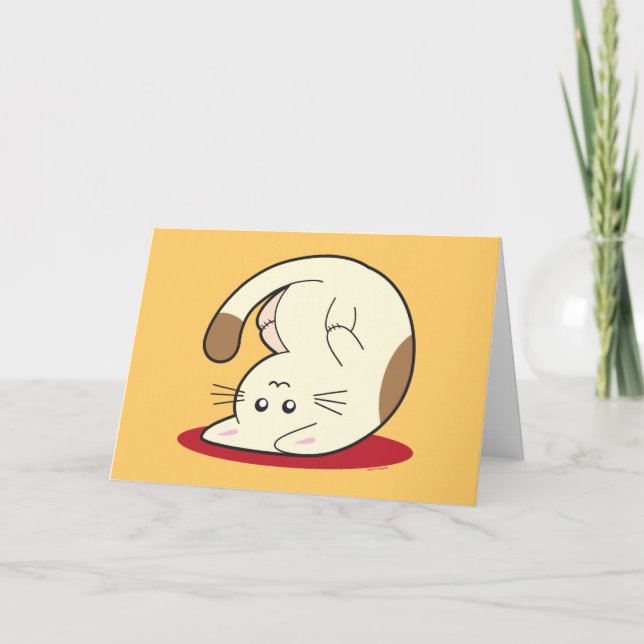 Uppochnervänd katt kort (Framsida)