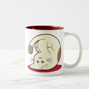 Uppochnervänd katt Två-Tonad mugg
