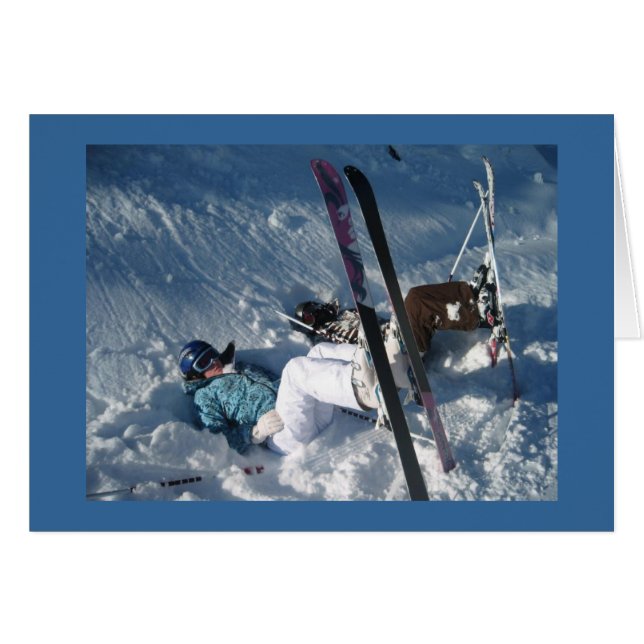 Uppochnervänd skidåkning hälsningskort (Framsidan Horizontal)