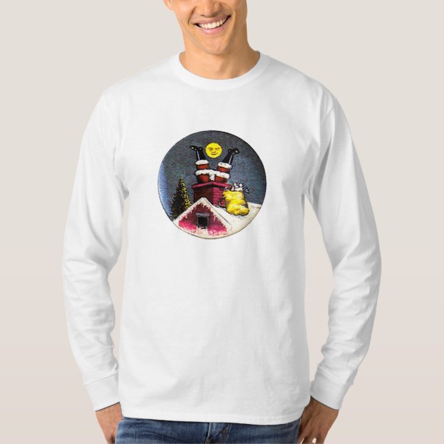 Uppochnervända Santa - skjorta Tee Shirt (Framsida)