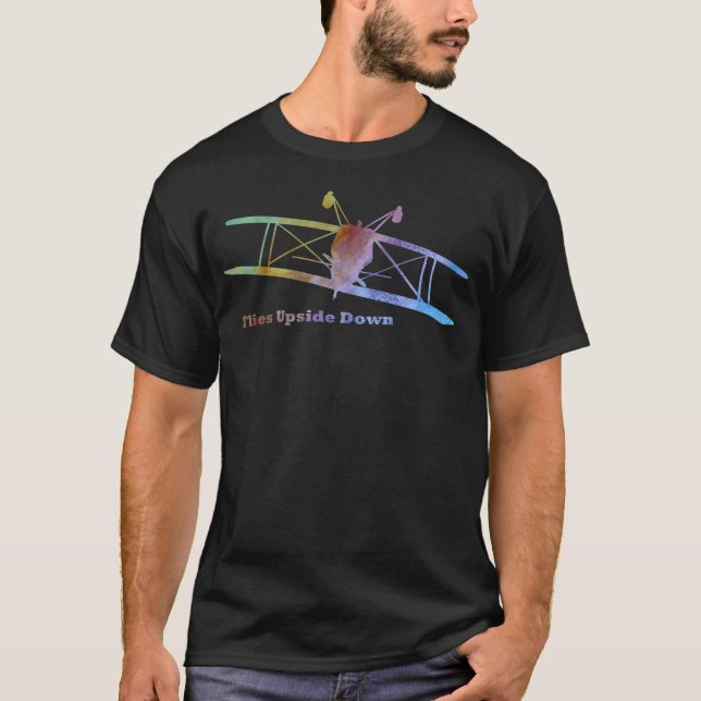 Uppochnervänt jippoflygplan för flugor t-shirt (Framsida)