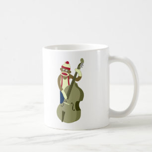 Upprätt bas- spelare för sock monkey kaffemugg
