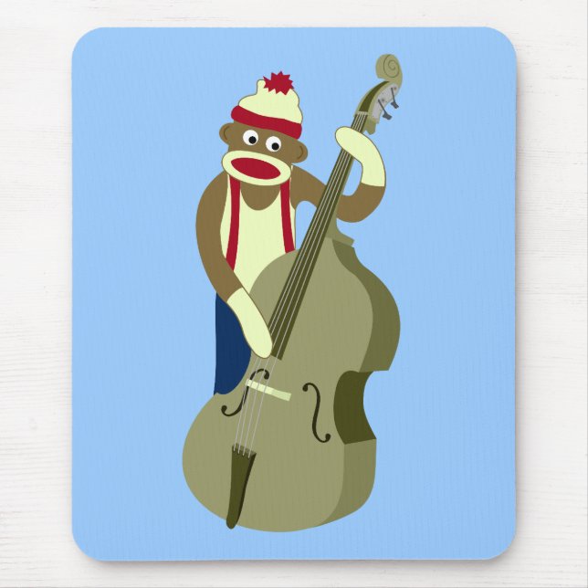 Upprätt bas- spelare för sock monkey musmatta (Framsidan)