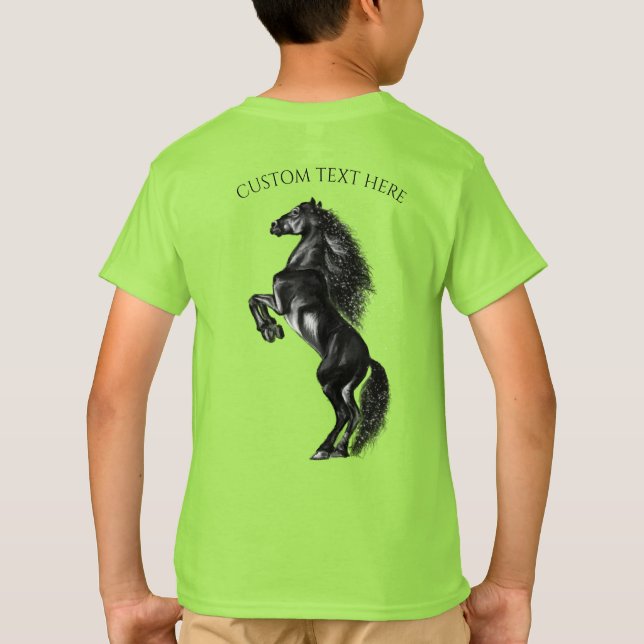 Upprätt häst T-Shirt med Anpassningsbar Text (Baksida)