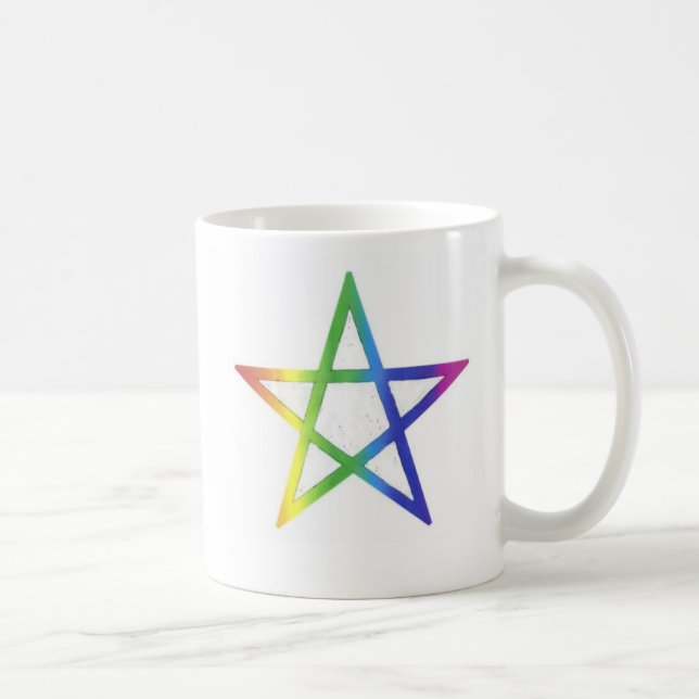 Upprätt regnbågepentagrammugg kaffemugg (Höger)