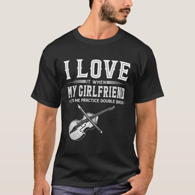 Upprätt stående bas Jag älskar öva kontrabas T Shirt (Framsida)