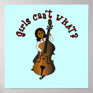 Upprätt sträng Dubbla Bass Player Woman Poster