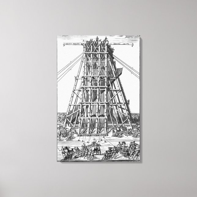 Upprättande av den antika egyptiske Obelisk Canvastryck (Framsida)
