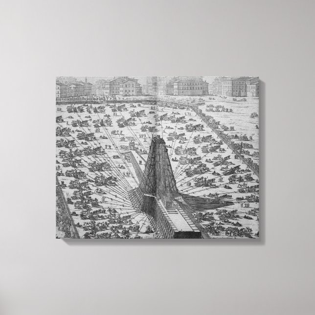 Upprättande av den antika egyptiske Obelisk Canvastryck (Framsida)