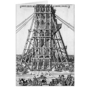 Upprättande av den antika egyptiske Obelisk Hälsningskort