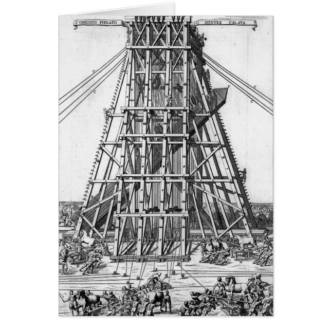 Upprättande av den antika egyptiske Obelisk Hälsningskort (Framsidan)