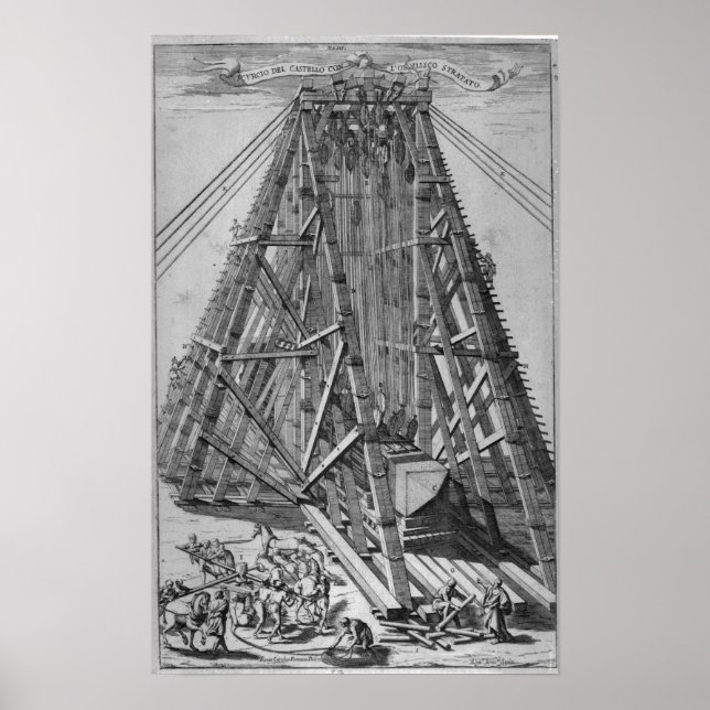 Upprättande av den antika egyptiske Obelisk Poster (Framsidan)