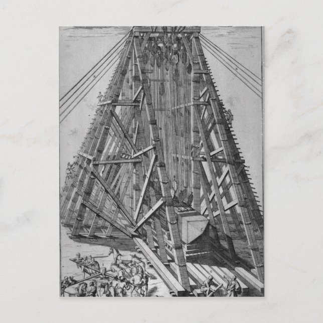 Upprättande av den antika egyptiske Obelisk Vykort (Framsida)
