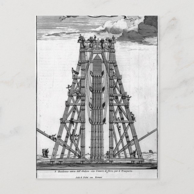 Upprättande av den antika egyptiske Obelisk Vykort (Framsida)