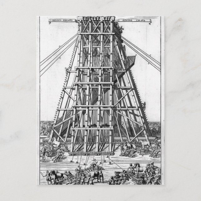 Upprättande av den antika egyptiske Obelisk Vykort (Framsida)
