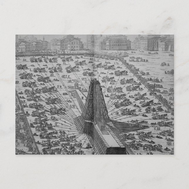 Upprättande av den antika egyptiske Obelisk Vykort (Framsida)