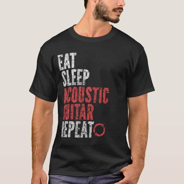Upprepa akustisk gitarr i viloläge t shirt (Framsida)