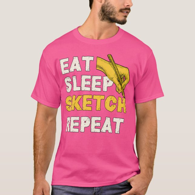 Upprepa Anime Otaku Gift Sketching T Shirt (Framsida)
