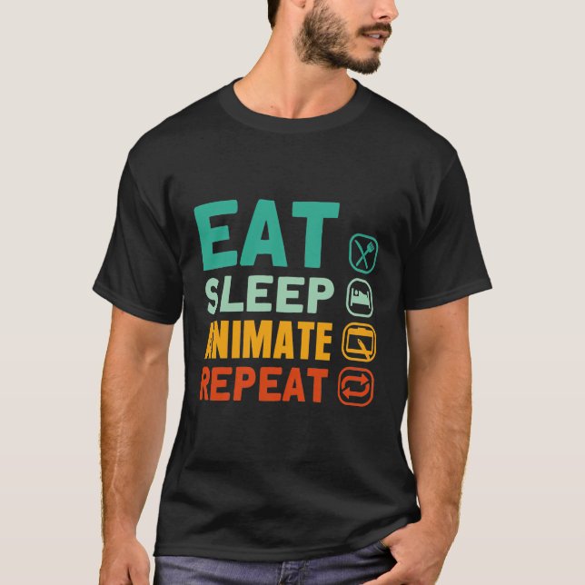 Upprepa animering med viloläge - kontur av animeri t shirt (Framsida)