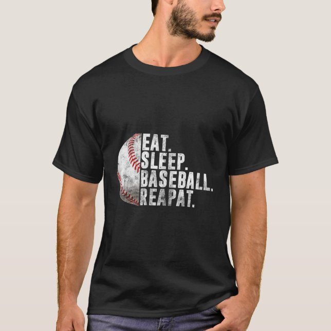 Upprepa Baseball Player Baseball T Shirt (Framsida)
