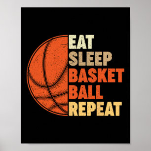 Upprepa basketboll i viloläge för spelarens Vintag Poster