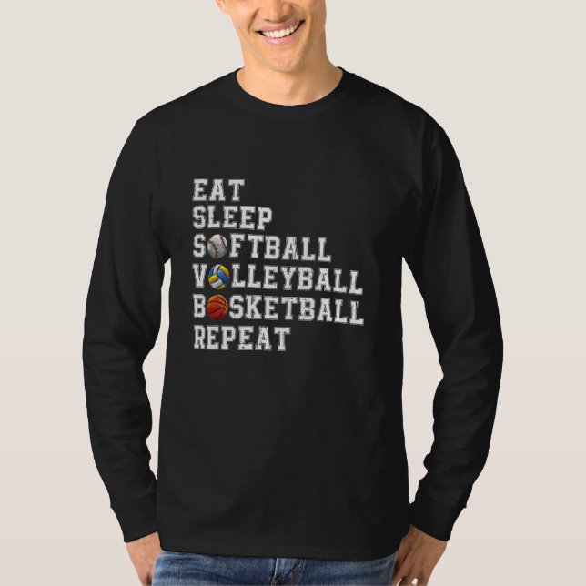 Upprepa Bb för Softball Volleyball-basket i vilolä T Shirt (Framsida)
