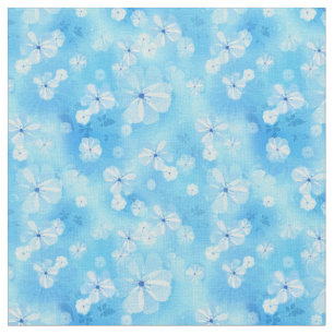 Upprepa blek himlar blå - vita vattenfärgblommor tyg