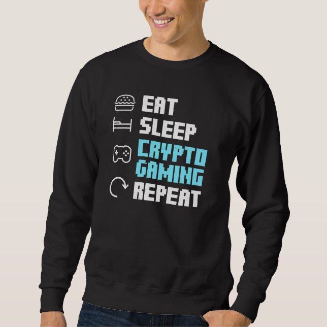 Upprepa blockkedjan Nft Crypto Gaming i viloläge Lång Ärmad Tröja (Framsida)
