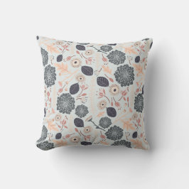 Upprepa Blommigten Upprepad utskrift av Grått Blue Kudde