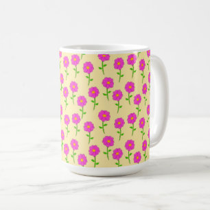 Upprepa blommönster med varmt rosa blommor kaffemugg