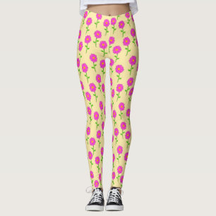 Upprepa blommönster med varmt rosa blommor leggings