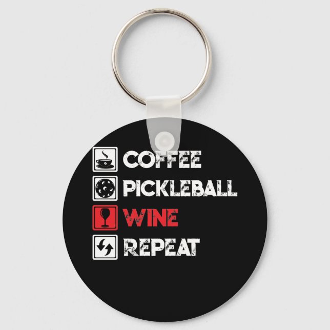 Upprepa Coffee Pickleball Vin Nyckelring (Framsida)