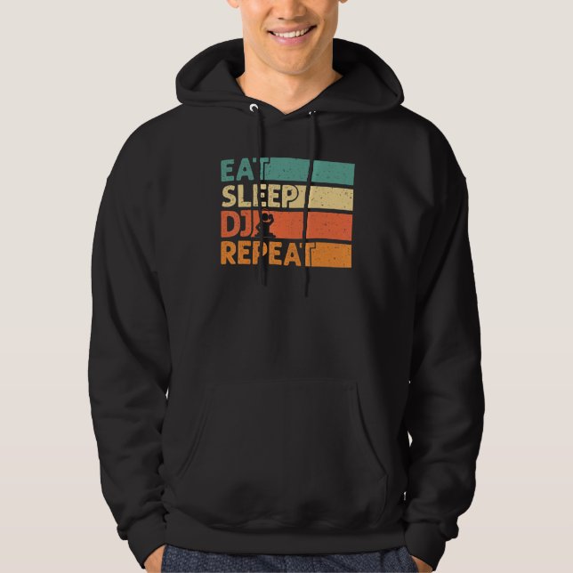 Upprepa Coola Dj Retro-Vintage vid viloläge Hoodie (Framsida)
