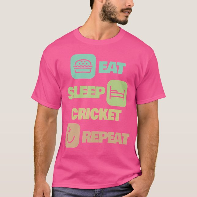 Upprepa cricketspelaren i eat-viloläge t shirt (Framsida)