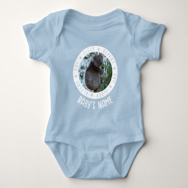 Upprepa Cute Funny Koala Baby blue i viloläge T Shirt (Framsida)