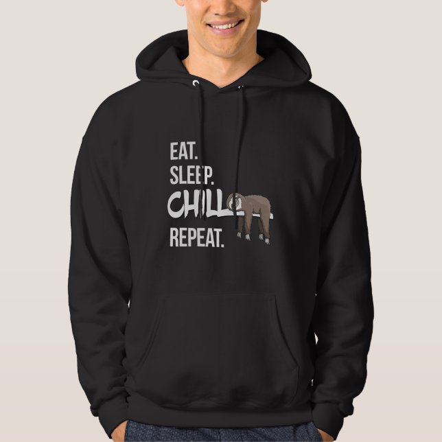 Upprepa Cute Lazy Chilling Sloth Hoodie (Framsida)