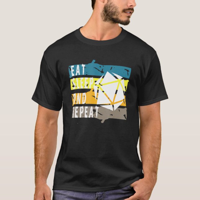 Upprepa Dice Rpg Nerd Roleplay Gam T Shirt (Framsida)