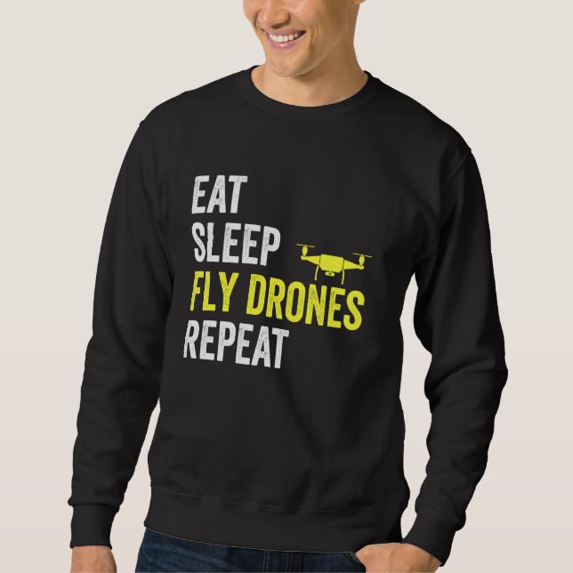 Upprepa Drones Drone Pilot Älskare Quad Lång Ärmad Tröja (Framsida)