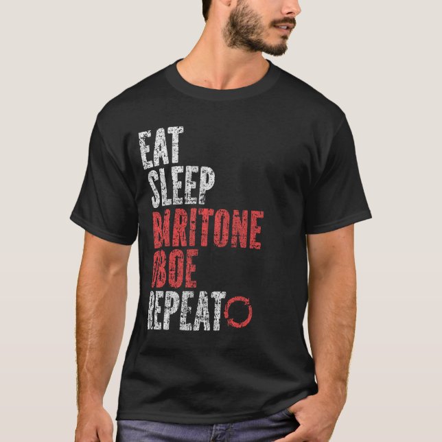 Upprepa Eat Ssov Baritone Oboe T Shirt (Framsida)