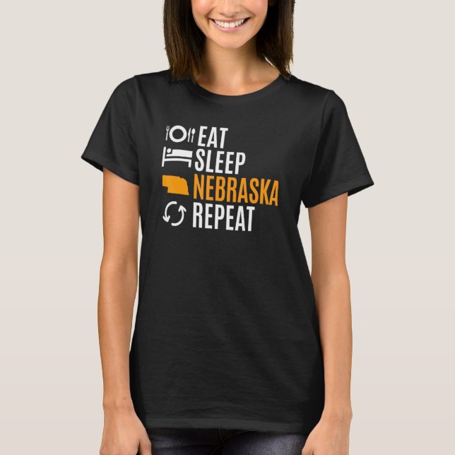 Upprepa Eat Sviloläge Nebraska T Shirt (Framsida)